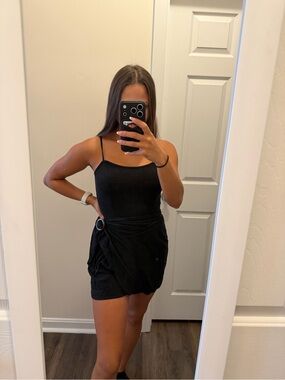 Aeropostale Black Spaghetti-Strap tie front Mini Dress with shorts